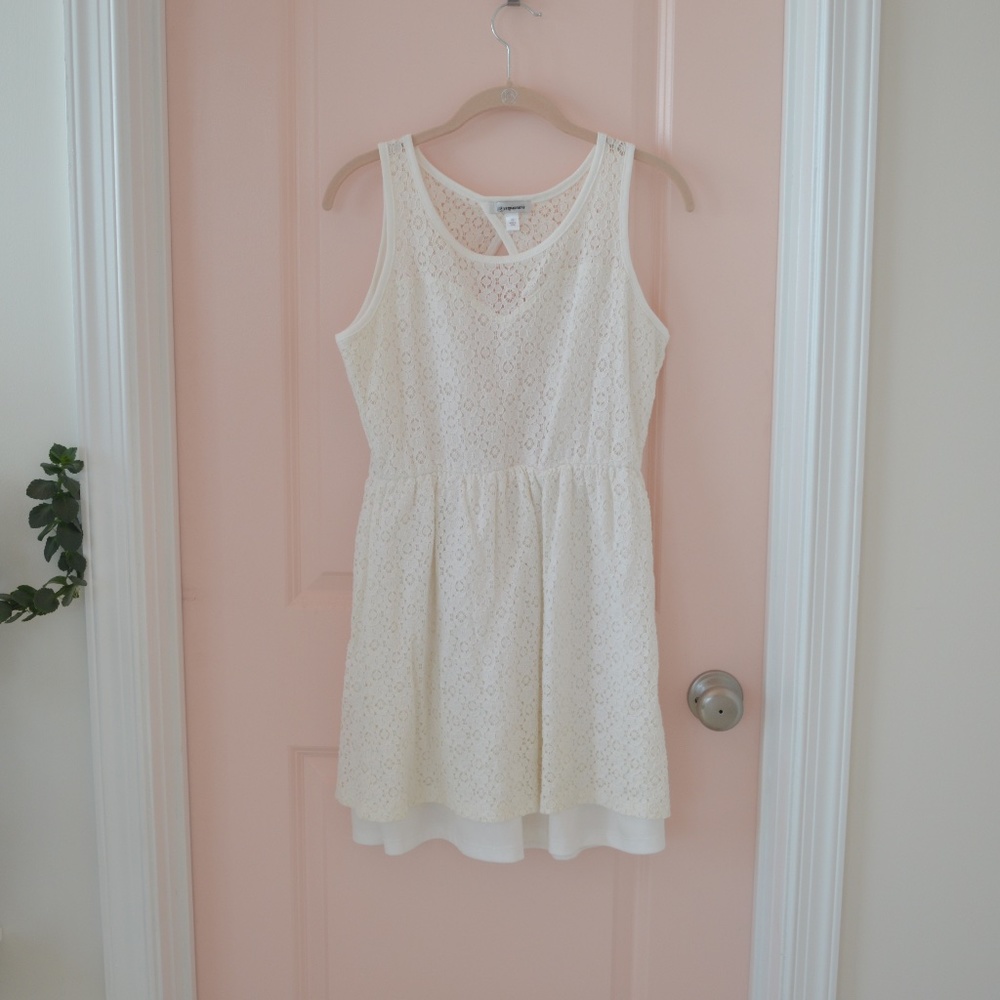 White Lacey Mini Dress with Back Cut Out